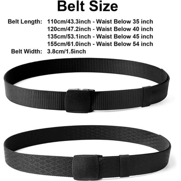 Nylon Military Tactical Men Belt 2 Pack Webbing Canvas Outdoor Web Belt Mens - Picture 2 of 6
